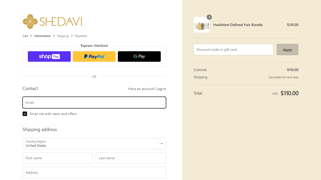 How to apply Shedavi coupon code